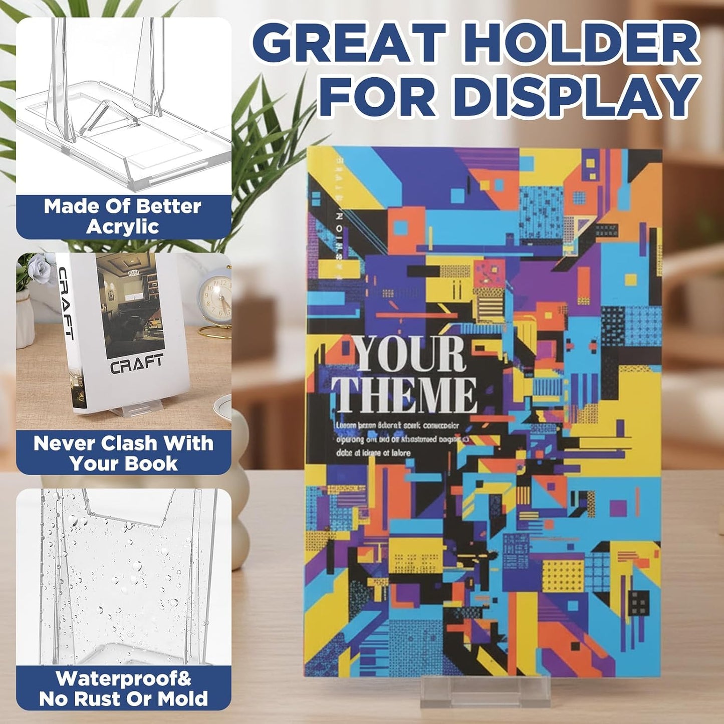 Adjustable Display Holder Acrylic Book Stand for Display Easel Collector Stand / Clear / Set of 30