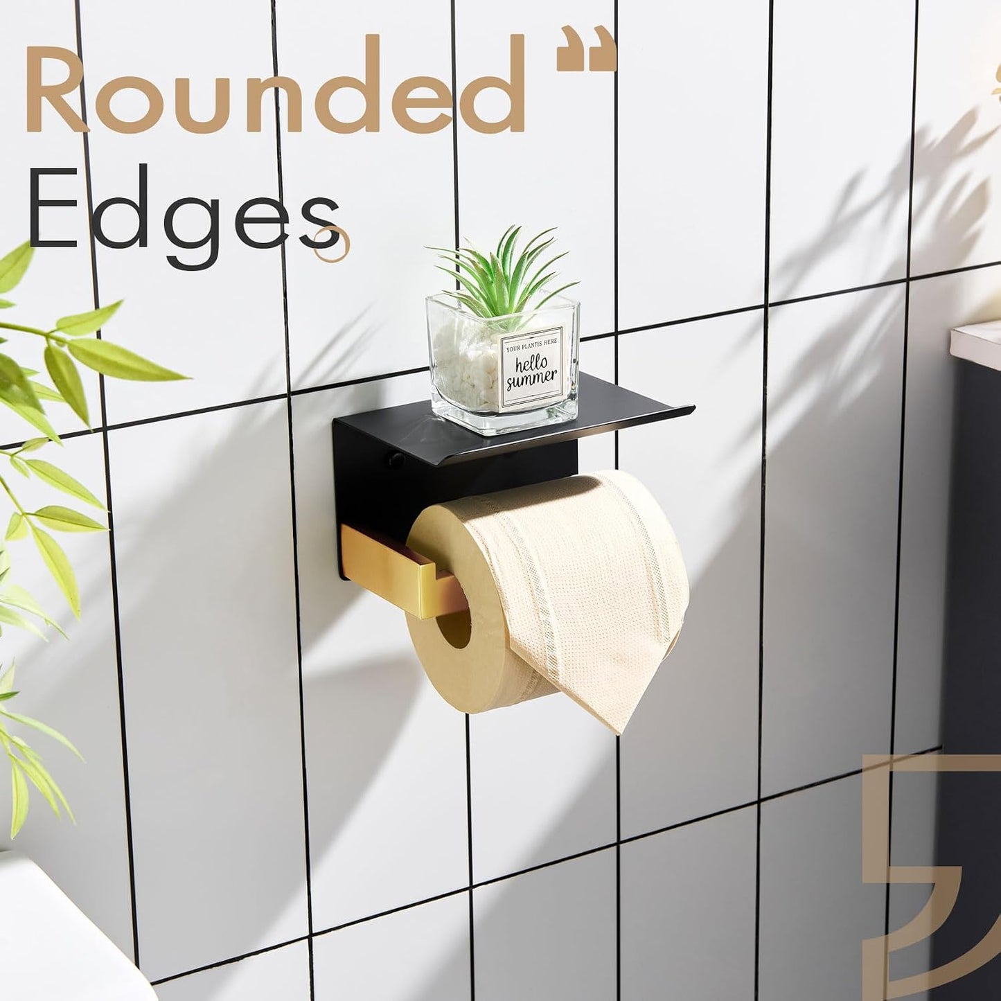 KOKOSIRI Toilet Paper Holders with Shelf Bathroom Toilet Paper Roll Holder Wall Mounted T-304 Stainless Steel, Matte