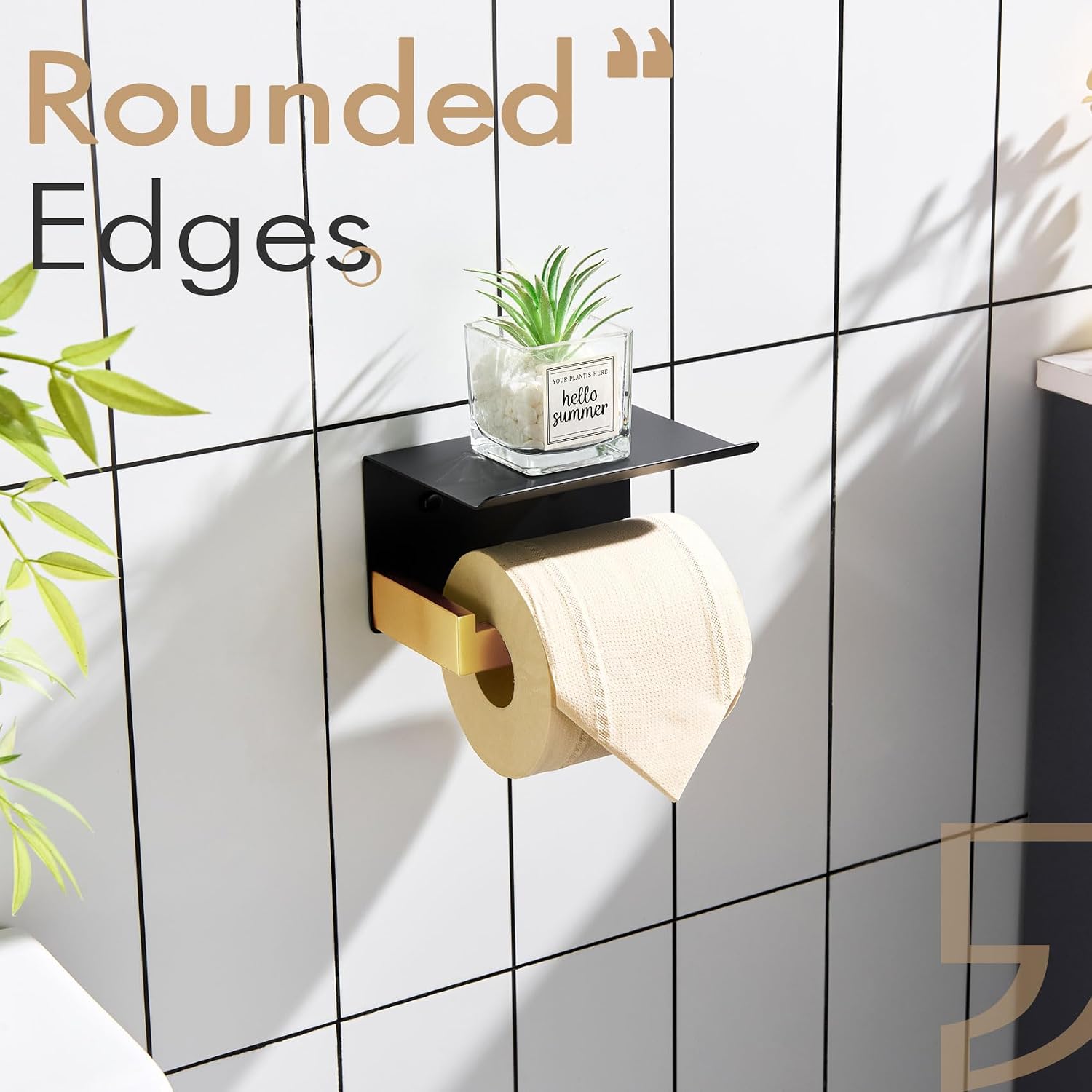 KOKOSIRI Toilet Paper Holders with Shelf Bathroom Toilet Paper Roll Holder Wall Mounted T-304 Stainless Steel, Matte