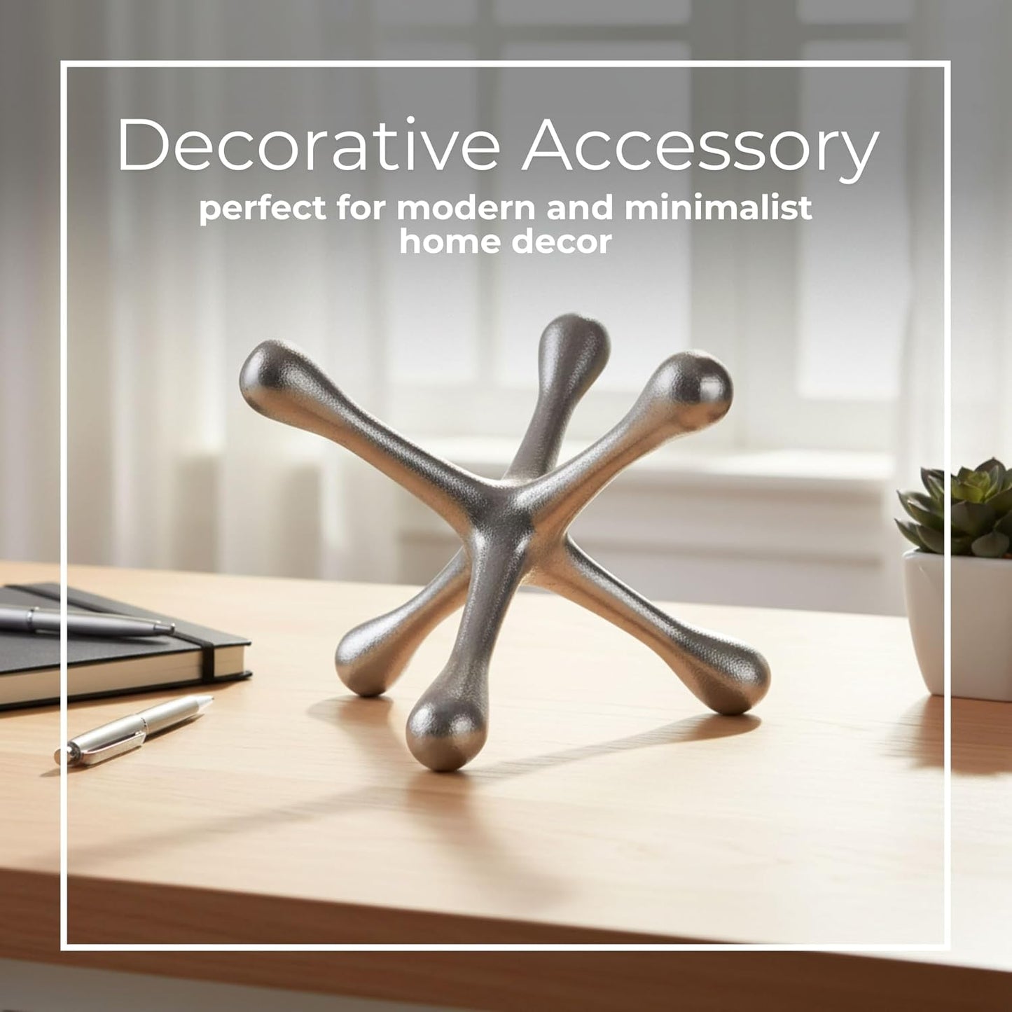 Metal Modern Decorative Accent / 8"H / Silver