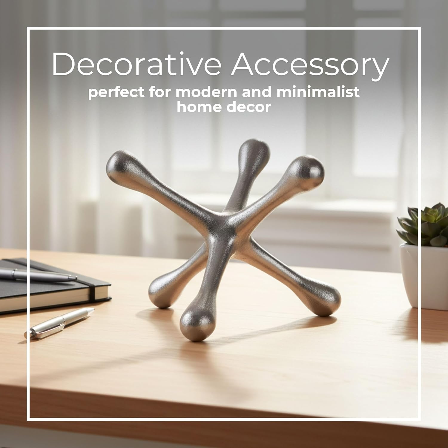 Metal Modern Decorative Accent / 8"H / Silver