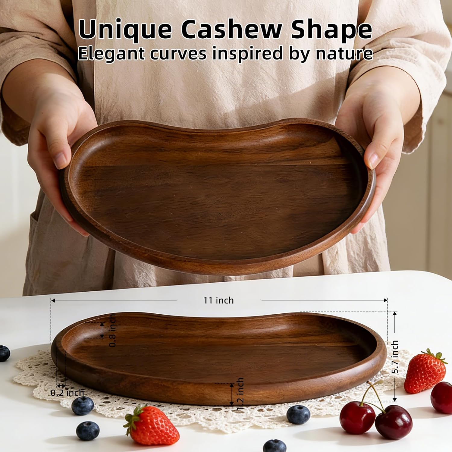 Acacia Wood Serving Tray / Style 2