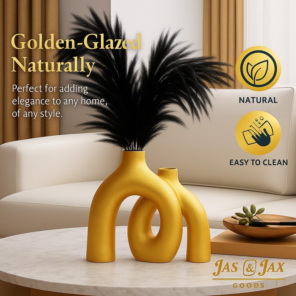 Ceramic Vase Set / Gold