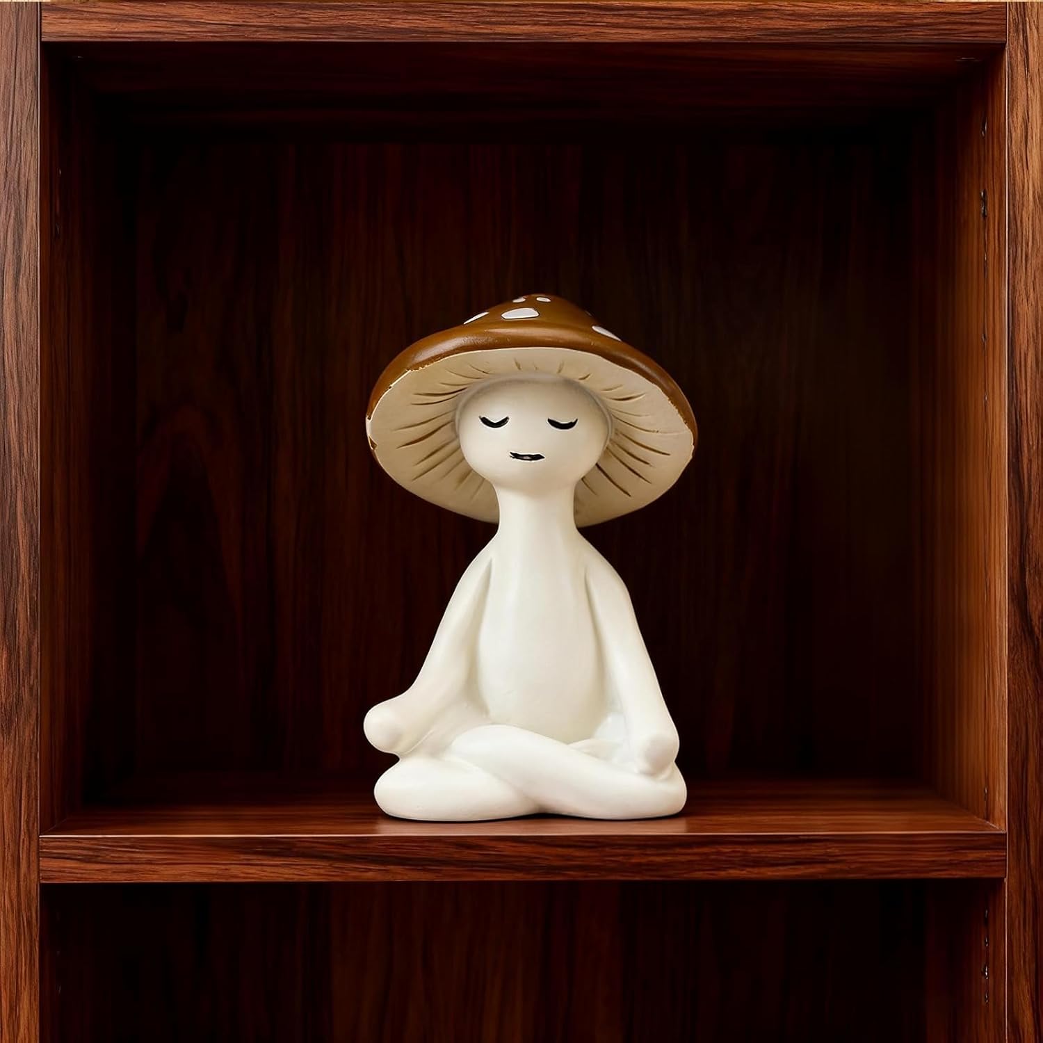 Meditation Mushroom Statue-Meditation Mushroom Resin Statue for Desk Living Room Resin Figurine