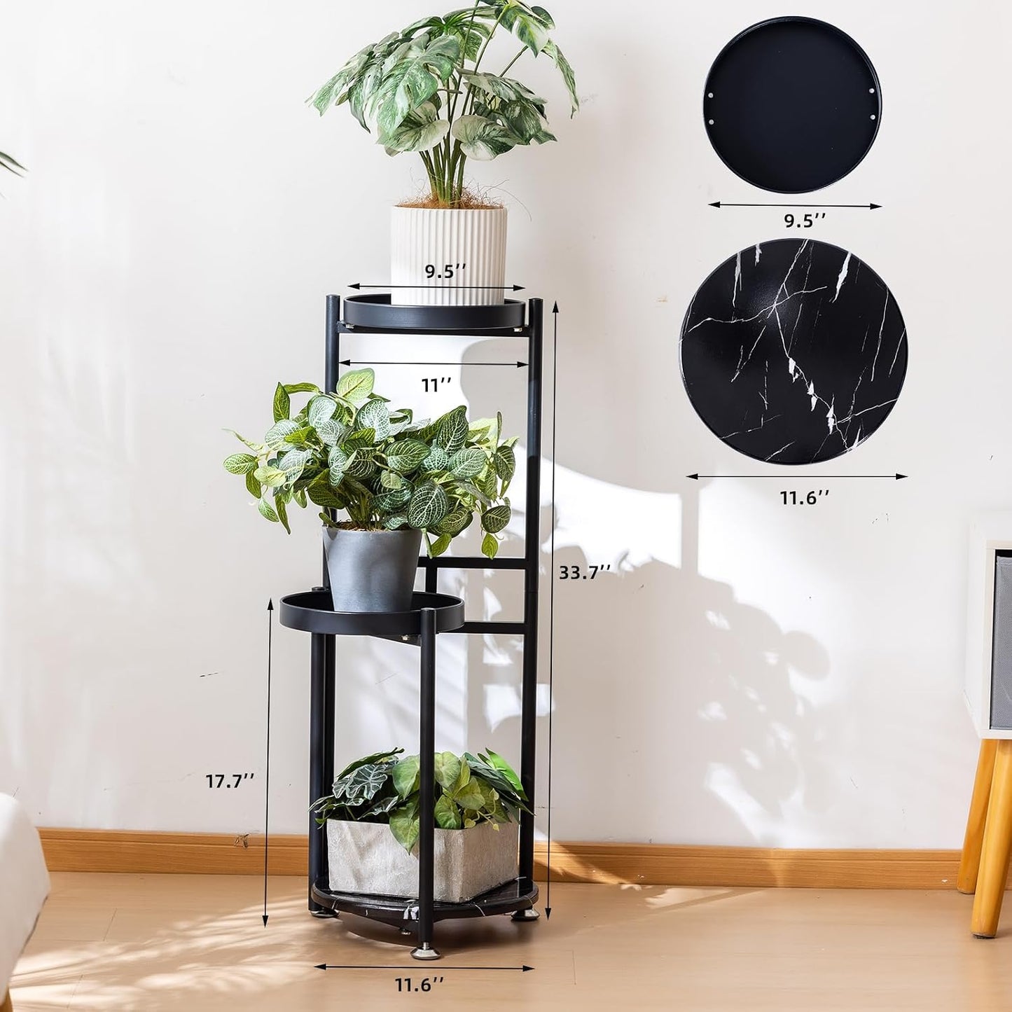 CHPHI 3 Tier Plant Stand, Tall Metal Shelf Holder for Indoor, Outdoor Display Rack Flower Pot Stand for Corner Living