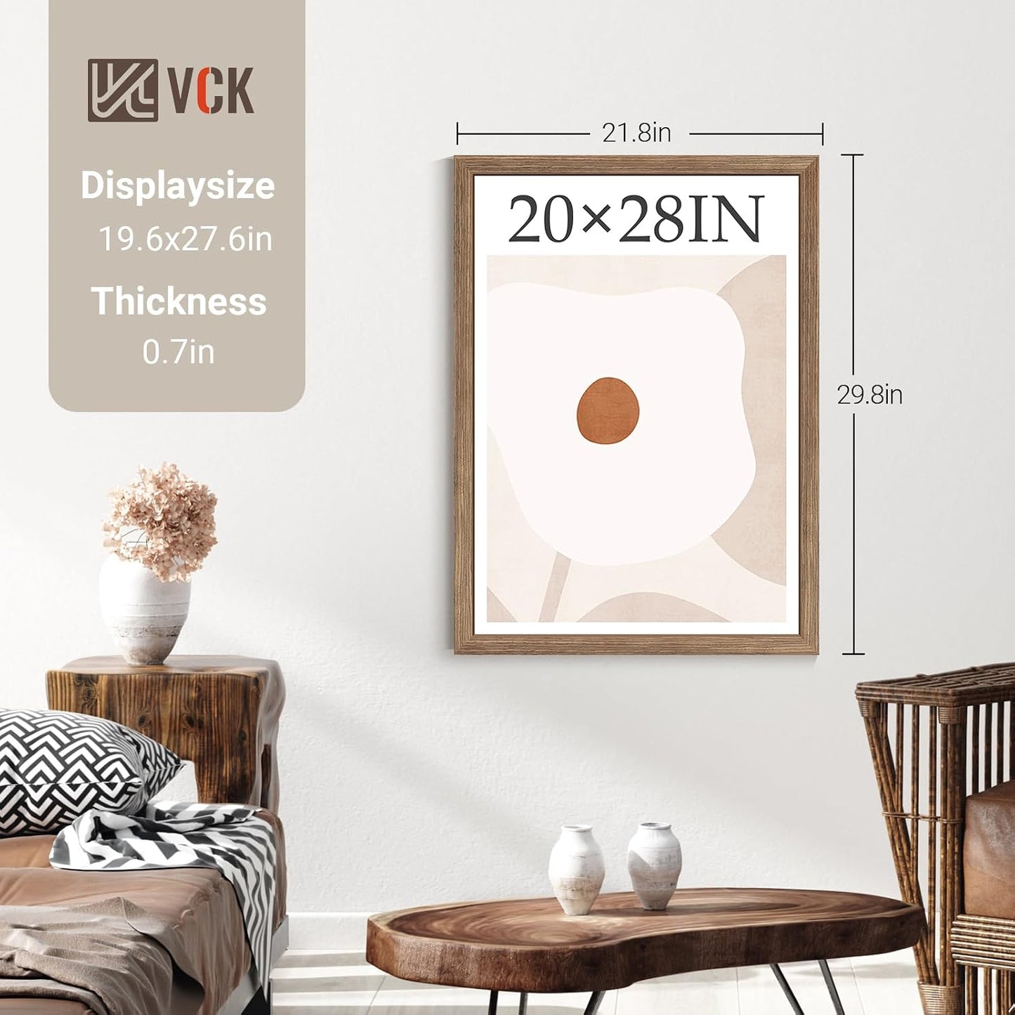 VCK 20x28 Picture Frame Walnut 4 Pack, Wide Thick Wood Border, for Poster | Exclusive Woodgrain, Wall Hanging, HD