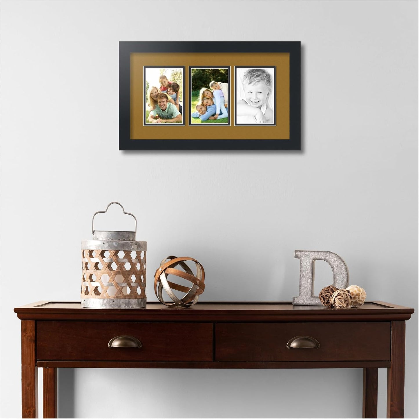 ArtToFrames Collage Picture Frame 3 Opening 3-4x6 Photo Frame | Made in USA | Black Frame El Dorado and Black Mats