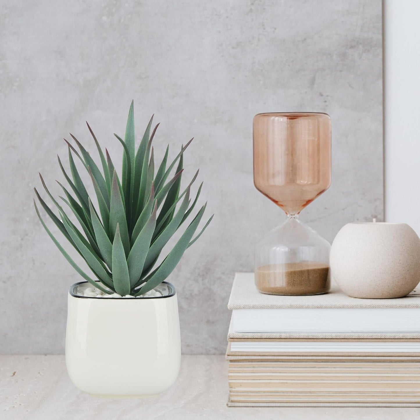 Small Fake Plants Mini Succulent Agave Faux Plants Indoor for Boho Bathroom Decor