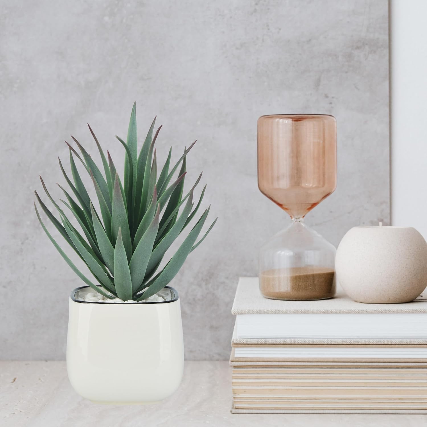 Small Fake Plants Mini Succulent Agave Faux Plants Indoor for Boho Bathroom Decor
