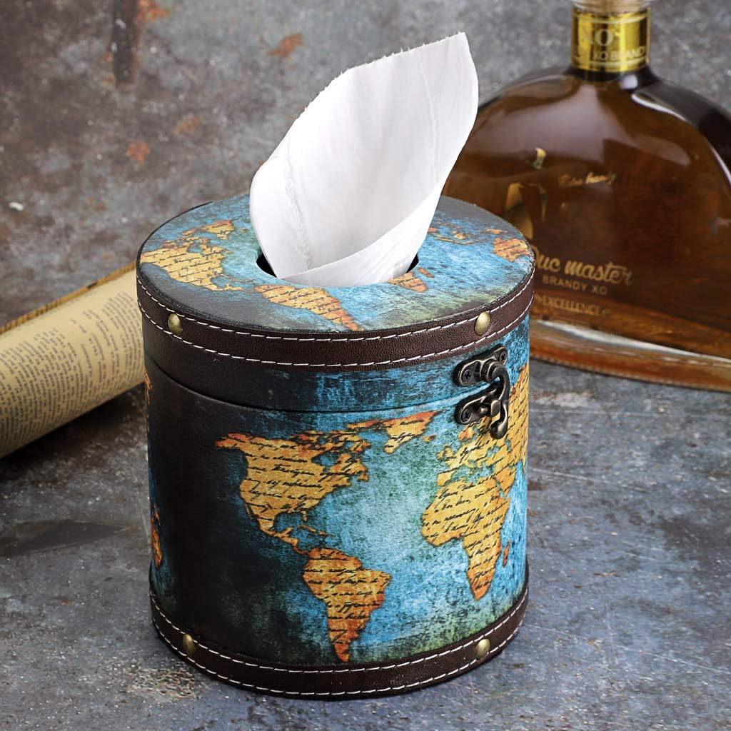 Round Wood Toilet Paper Cover Decorative Tissue / Green