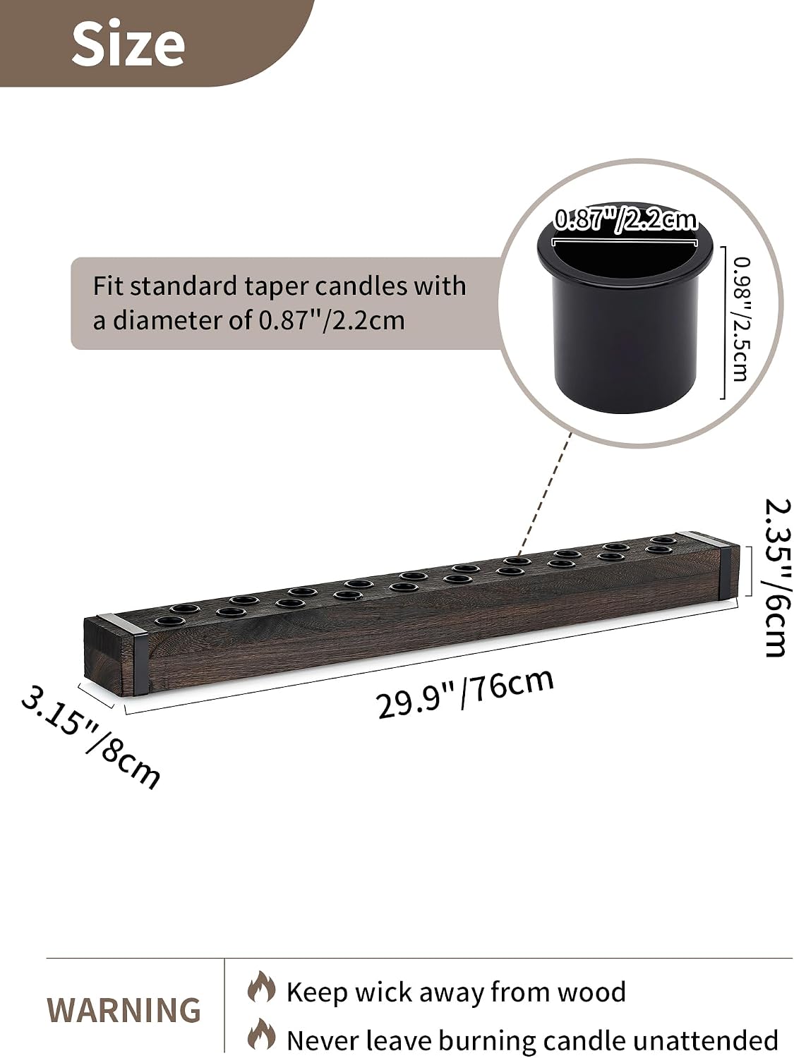 NUPTIO Taper Candle Holders Wood: Wooden Candelabra Long Candles Stick Centerpieces - Farmhouse Candlestick Holder 20