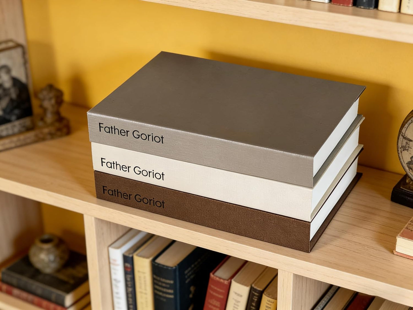 Decorative Books / Brown+grey + White / Set of 3