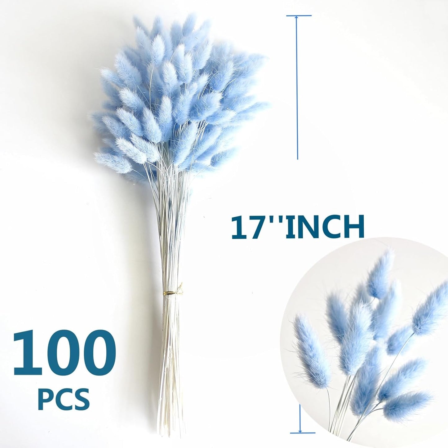 Dry Flowers for Decoration / Blue / Set of 120
