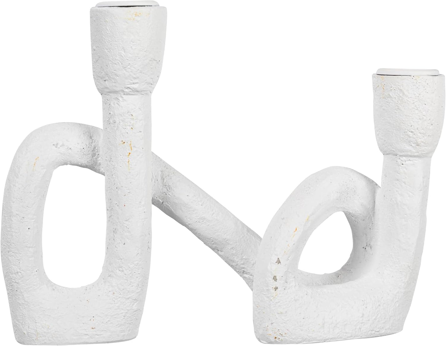 Modern Sculptural Double Taper Candle Holder / White