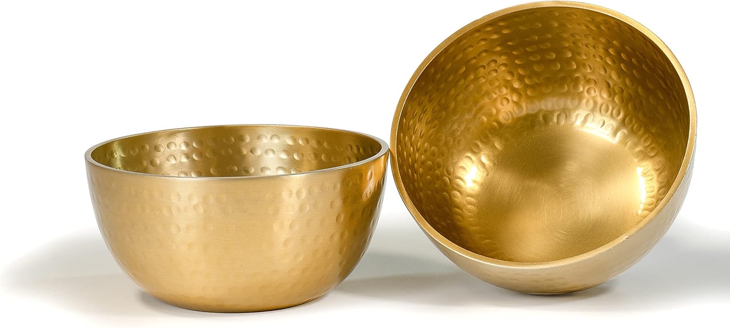 5" Round Hammered Aluminum Decorative Bowl / 5 Inches / Gold