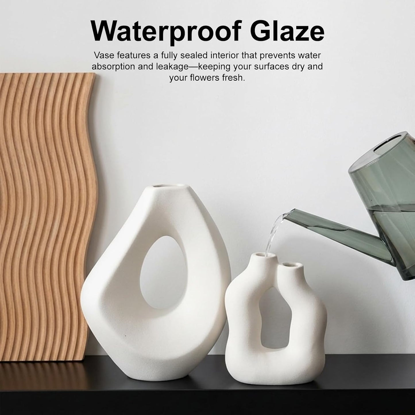 Ceramic Vase / Modern Donut Vases for Nordic Minimalist Boho Home Decor / Set of 2