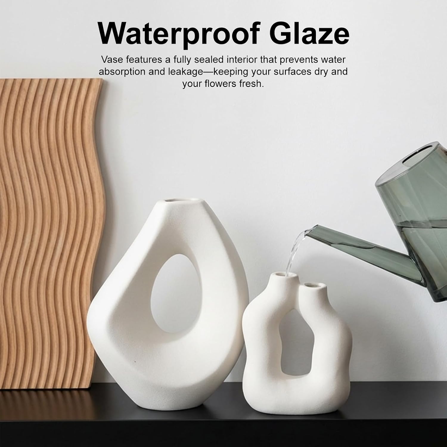 Ceramic Vase / Modern Donut Vases for Nordic Minimalist Boho Home Decor / Set of 2