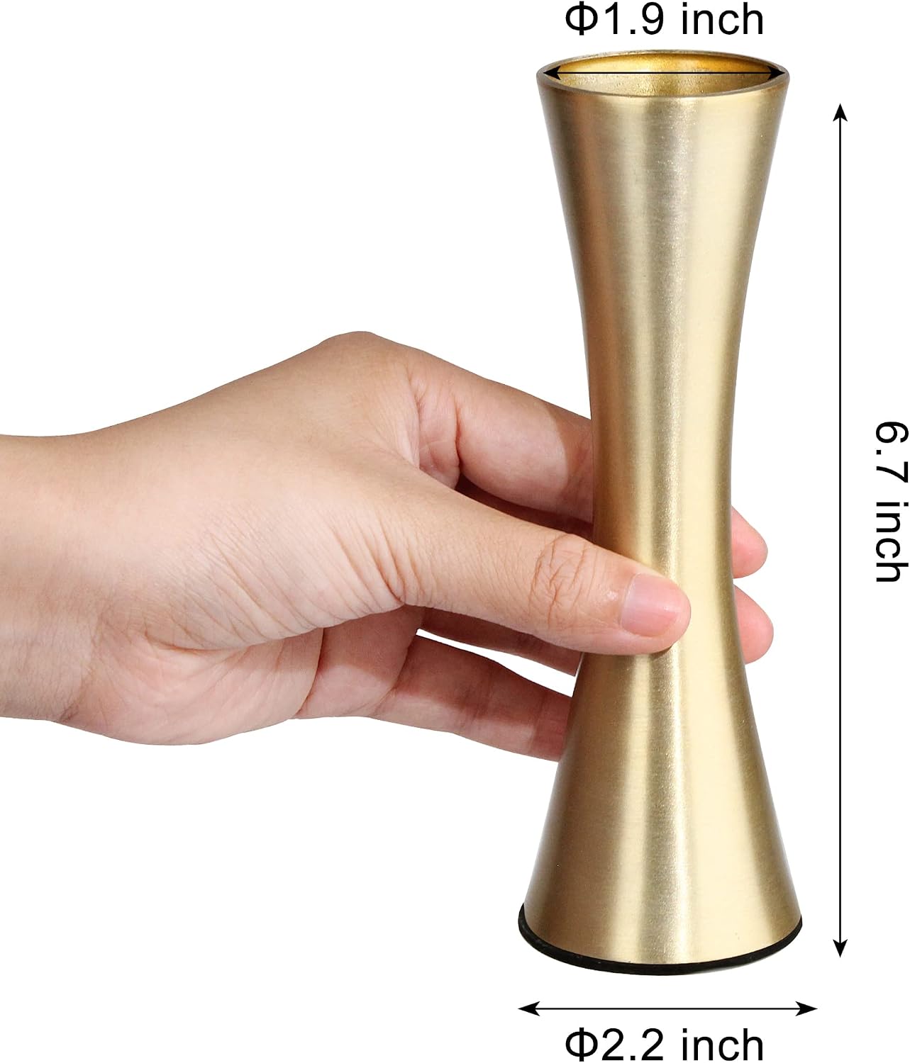 Vixdonos 6.7 inch Brass-Toned Metal Vase Small Dried Flower Vase Set of 2 Modern Decorative Vase for Home Decor