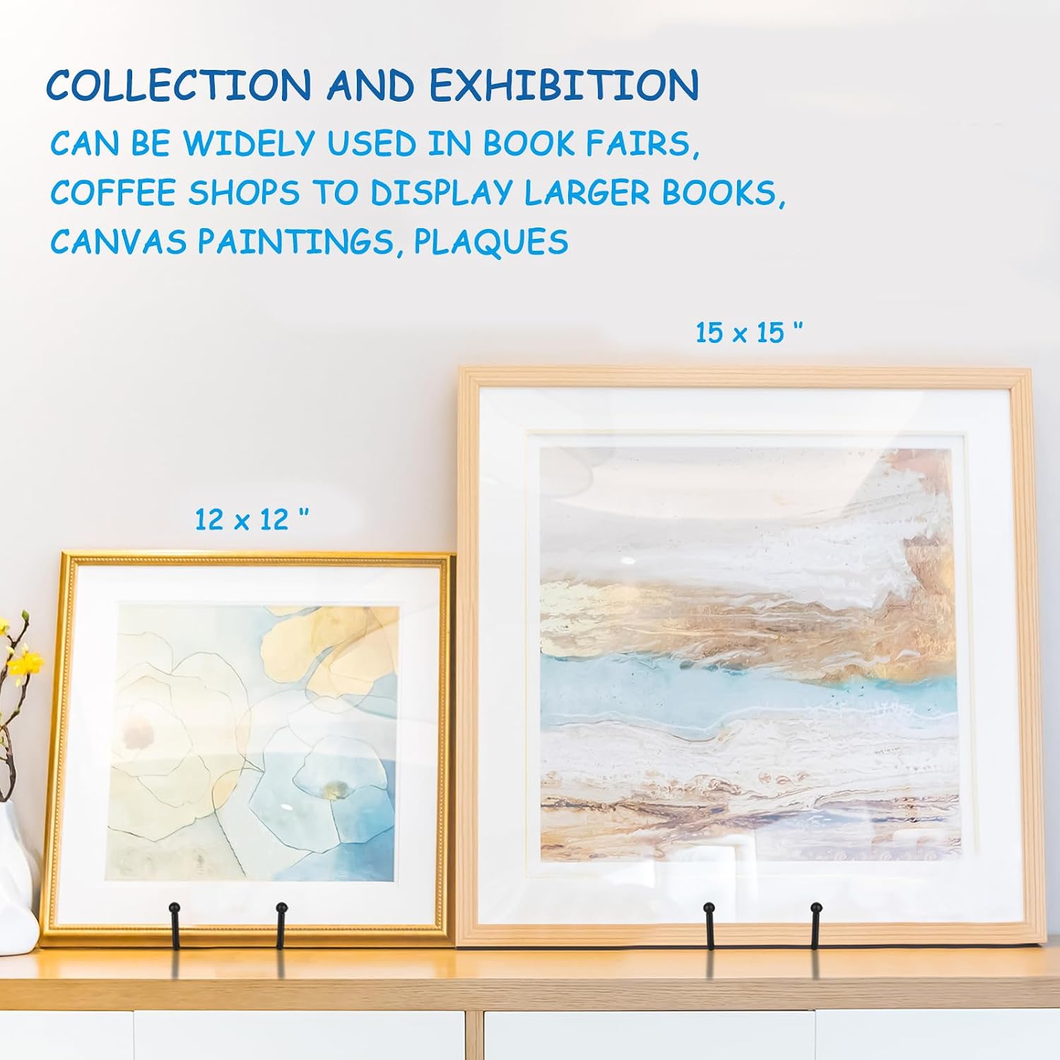 Picture Stands Plate Stands for Display Large Book Stands for Picture / Black / 12 Inch / Set of 5