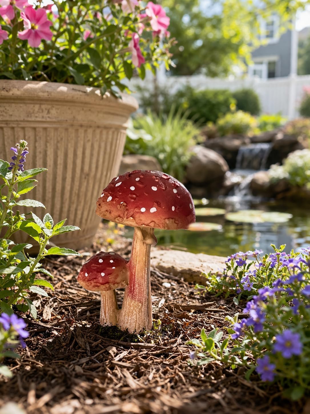 Assorted Sizes Resin Garden Mushrooms / Mother & Child Mushroom / Set of 6