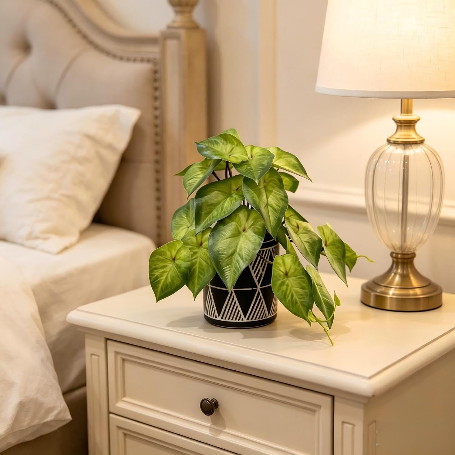 Faux Plant Decor Potted Artificial Small Greenery Ivy Leaves Plants / Ivy Leaf / Black