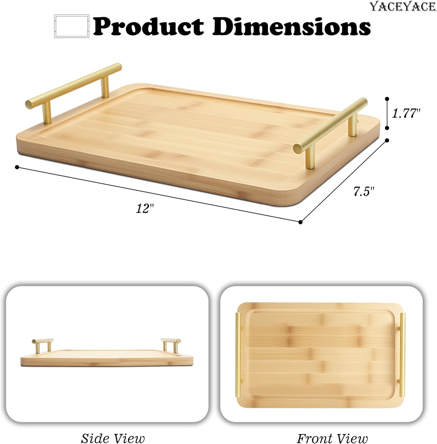 Bamboo Serving Trays / Natural Bamboo / 12 x 7.5 x 1.8