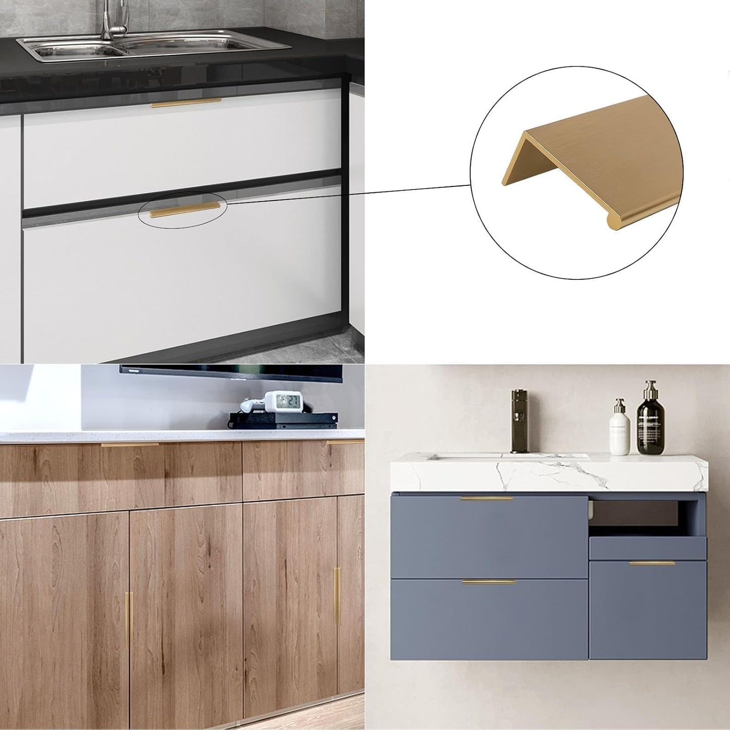 Brushed Bronze Edge Pulls for Cabinet / Hole Center: 6-1/4in / Champion Bronze / 4 Inch / Set of 4
