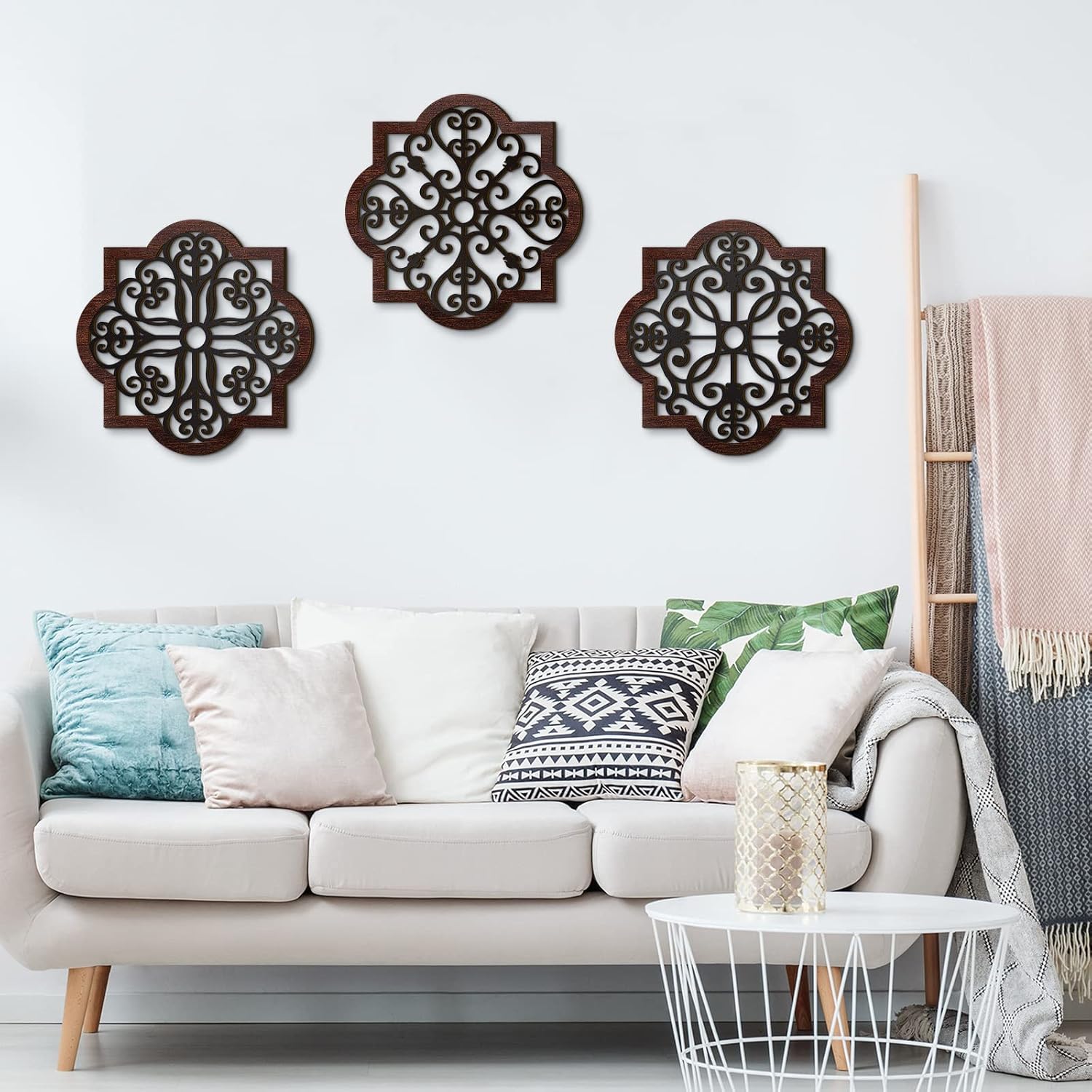 Thicken Rustic Wood Wall Decor Farmhouse Geometric Wall Art Farmhouse Hanging Decoration / Set of 3