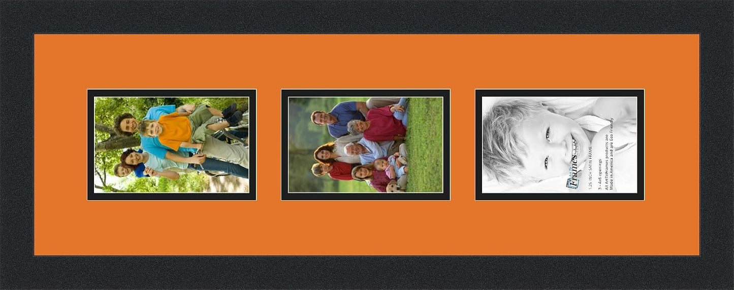 ArtToFrames Collage Photo Frame Double Mat with 3-4x6 Openings with Satin Black Frame and Octoberfest mat.