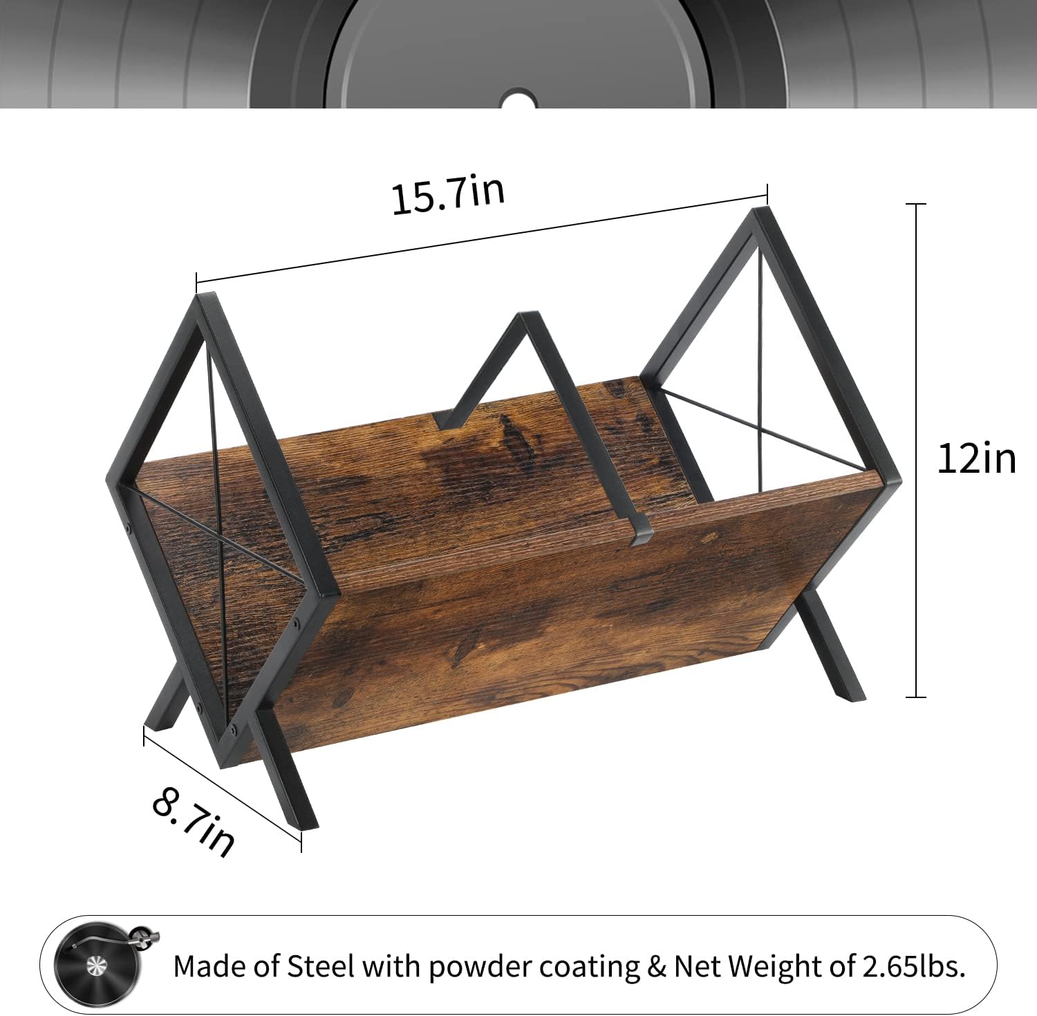 YINMIT Vinyl Record Holder, 80-100 LP Vinyl Record Storage Rack, Quick Assembly Vinyl Record Display, Retro Style