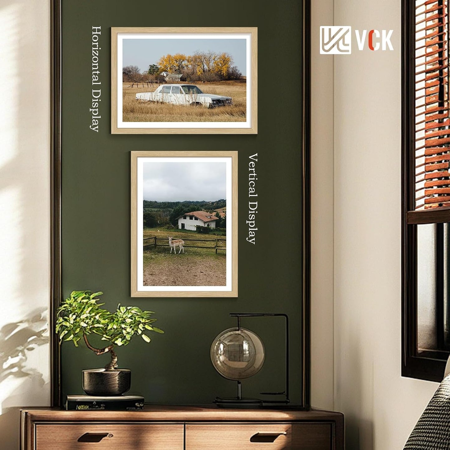 VCK 20x28 Picture Frame Oak 4 Pack, Wide Thick Wood Border, for Poster | Exclusive Woodgrain, Wall Hanging, HD