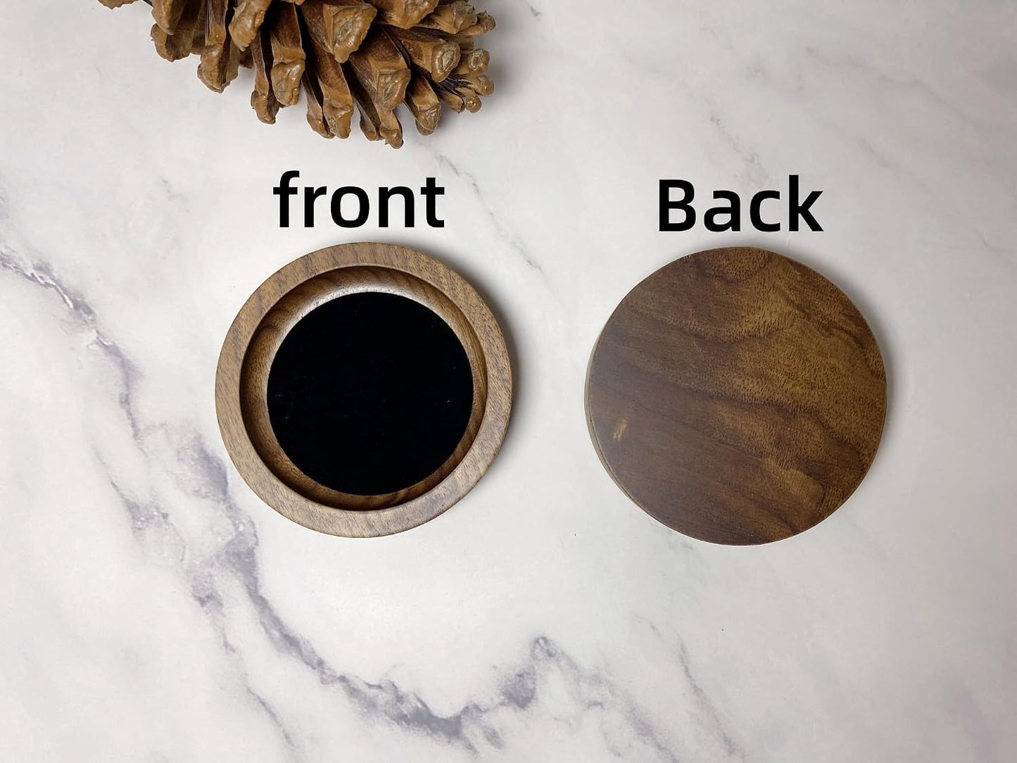 Wooden Jewelry Tray Small Trinket Dish / Round-black