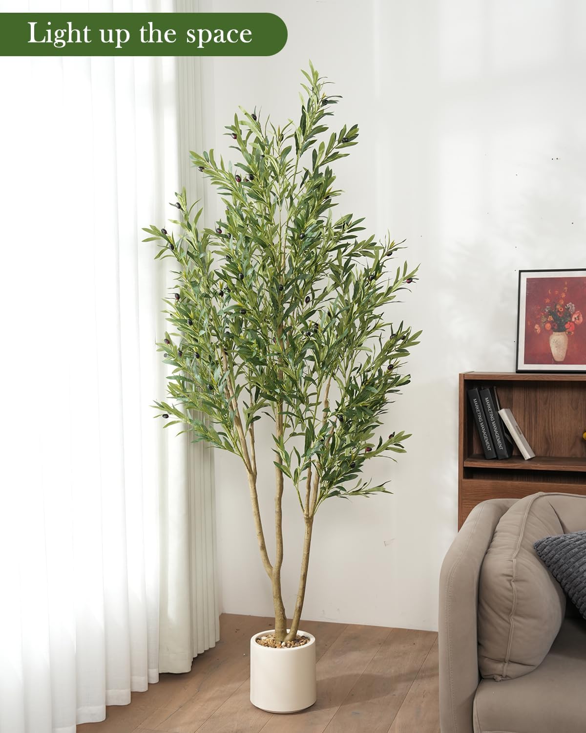 Olive Tree Fake Tree Faux Plants Indoor / 6ft / Natural / 6 Inch