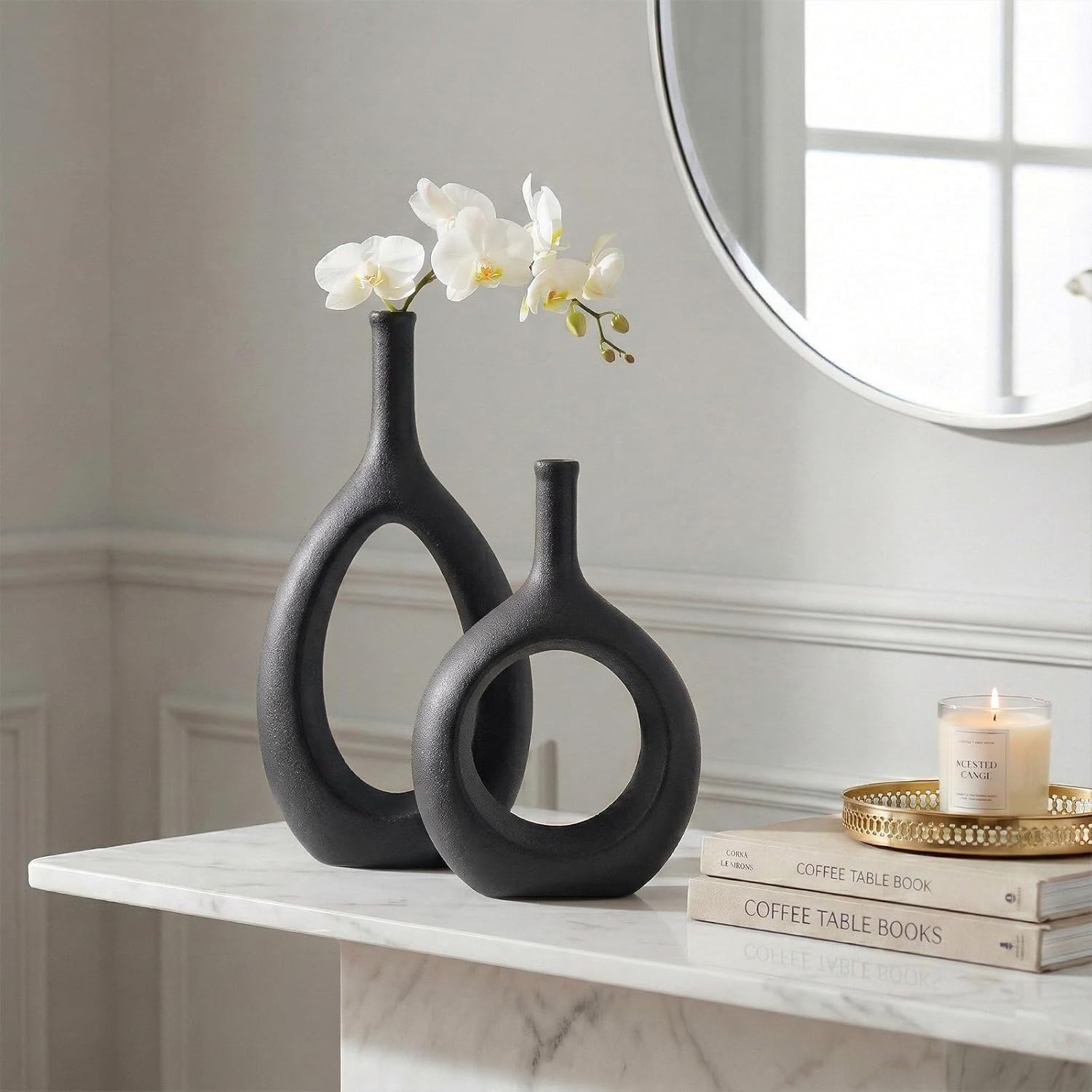 Boho Circle Vase / Black / Set of 2