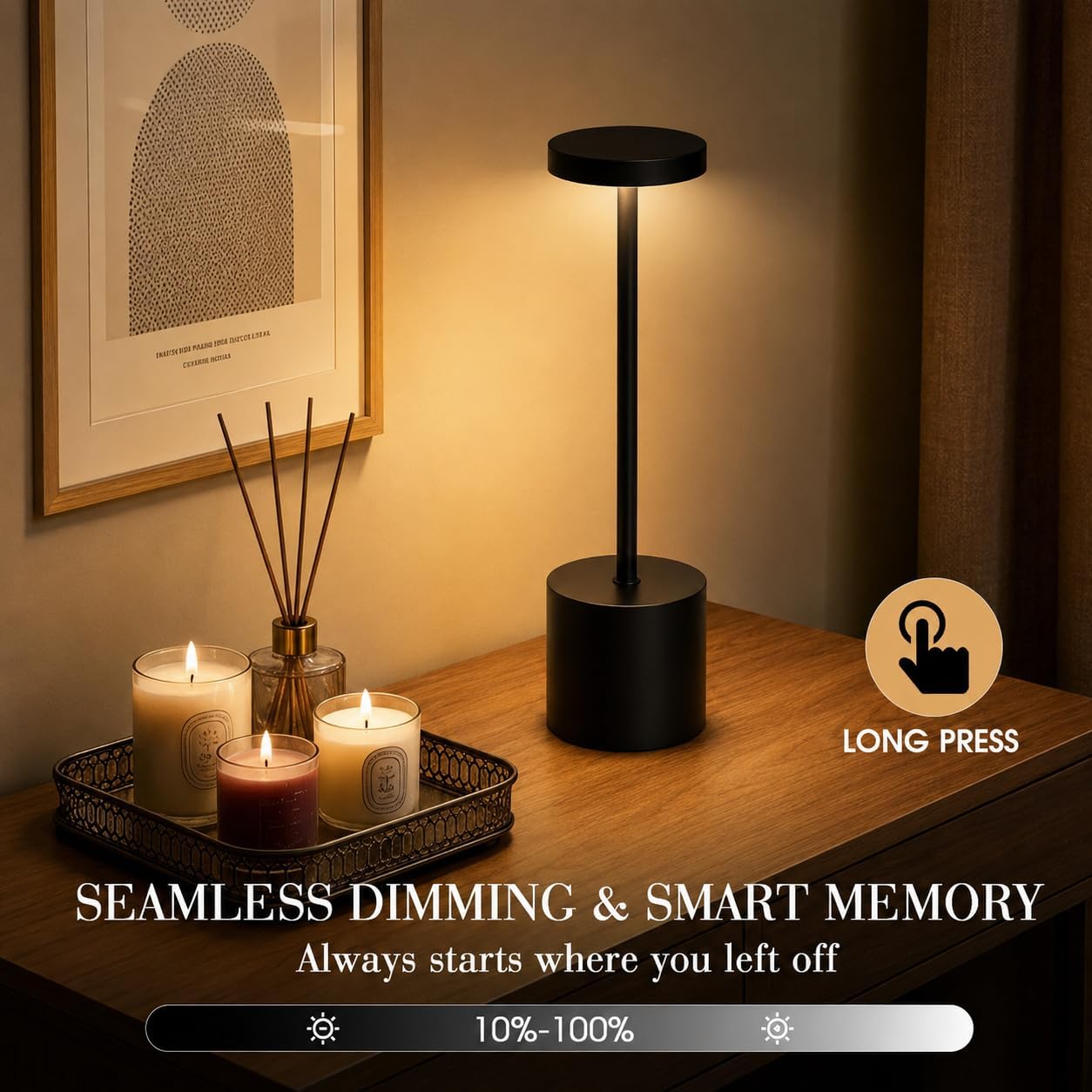 Cordless Table Lamp Set of 2, 5000mAh Rechargeable Lamp with Touch Control & Stepless Dimming, 3 Light Modes, IP54