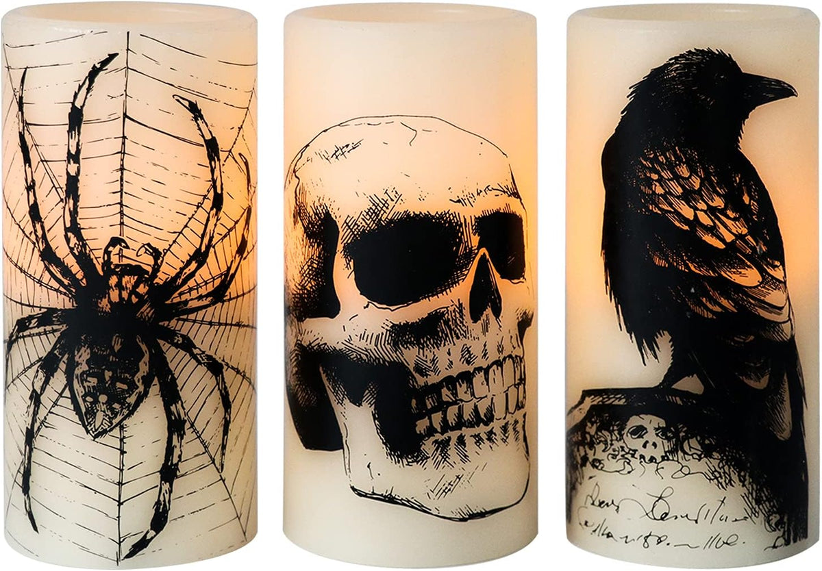 Wondise Halloween Flickering Flameless Candles with 6H Timer