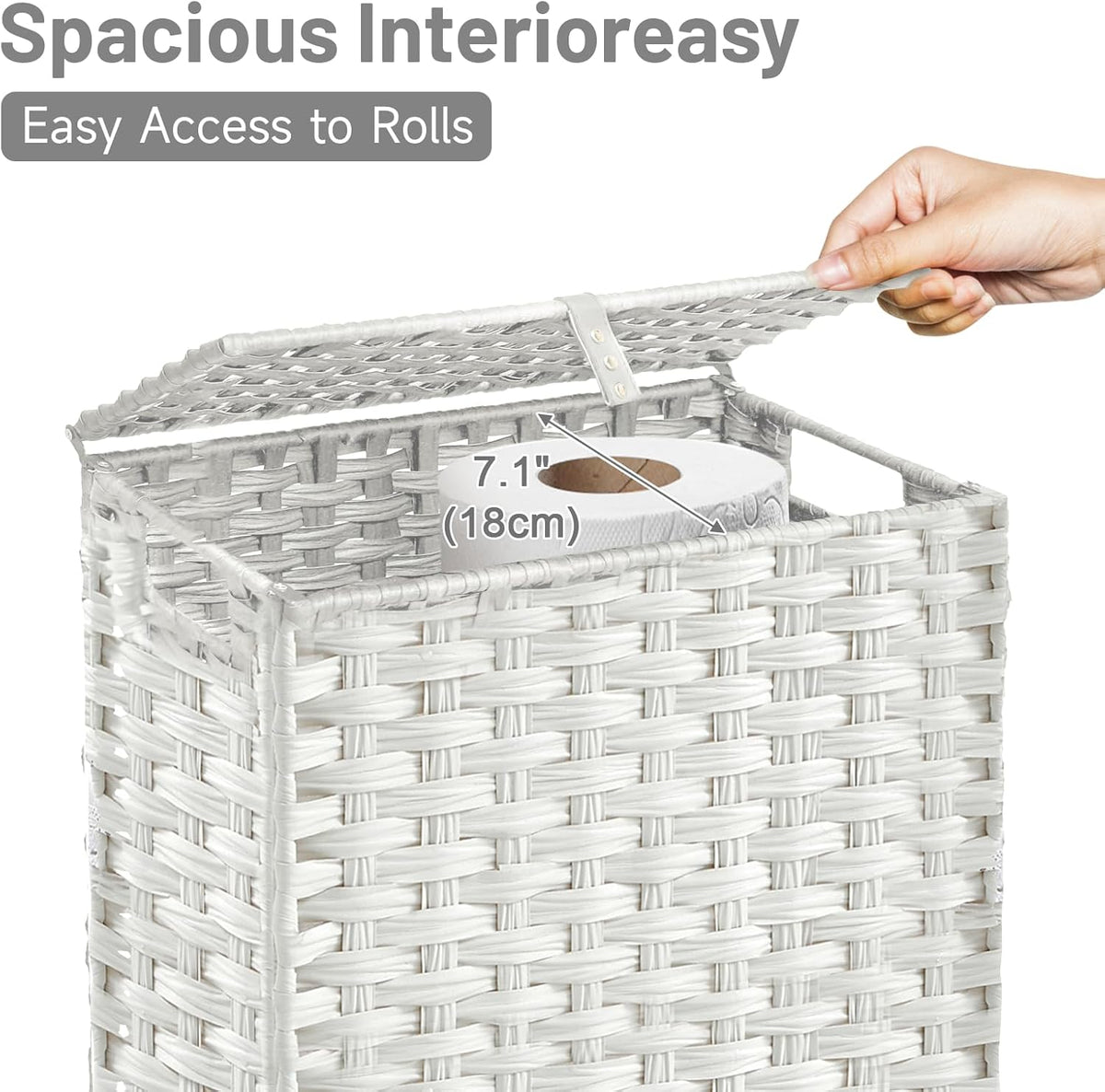 Hiagnete Toilet Paper Storage Basket with Lid and Wheels, Rattan Toilet Paper Holder Storage, Toilet Paper Organizer