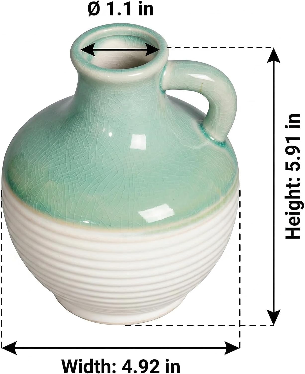 Small Ceramic Vase / 6 Inch / Mist Green