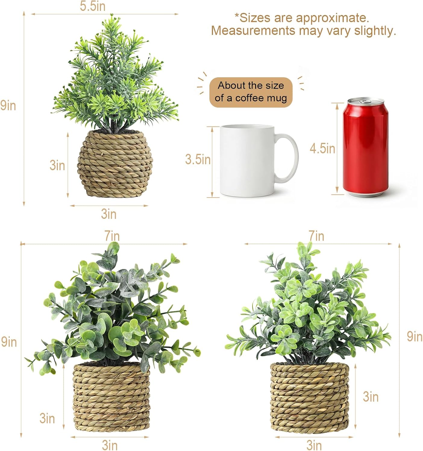 Artificial Plants / Seagrass Handwoven Planters / 9 Inch
