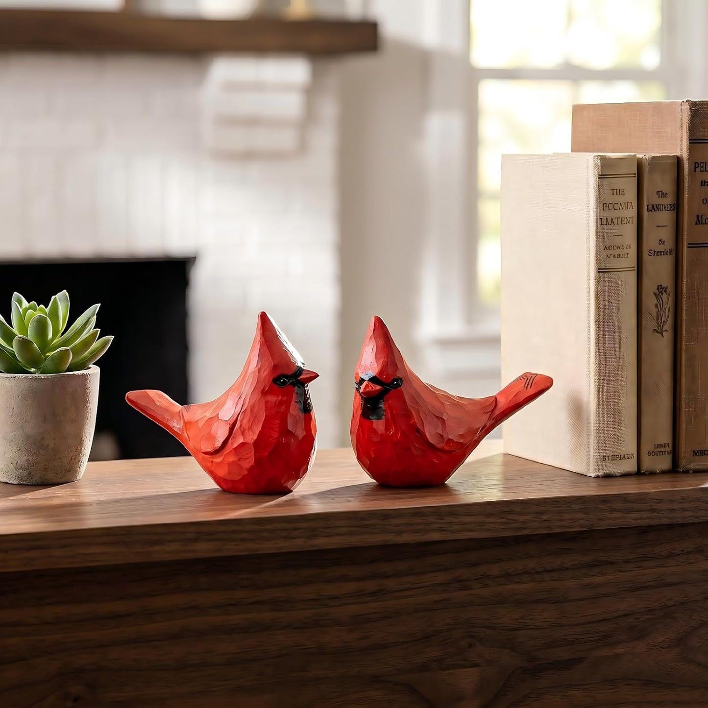 Cardinal Figurines / Bird Statues Memorial Gift for Loss of Loved One / Red / Set of 4