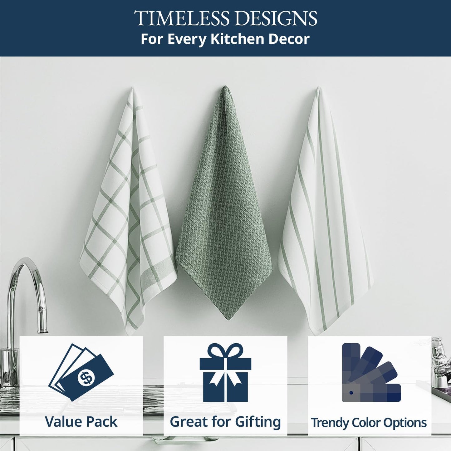 LANE LINEN Kitchen Towels Set - Pack of 12 Cotton Dish Towels for Drying Dishes, 18”x 28”, Premium Hand Towels, Tea