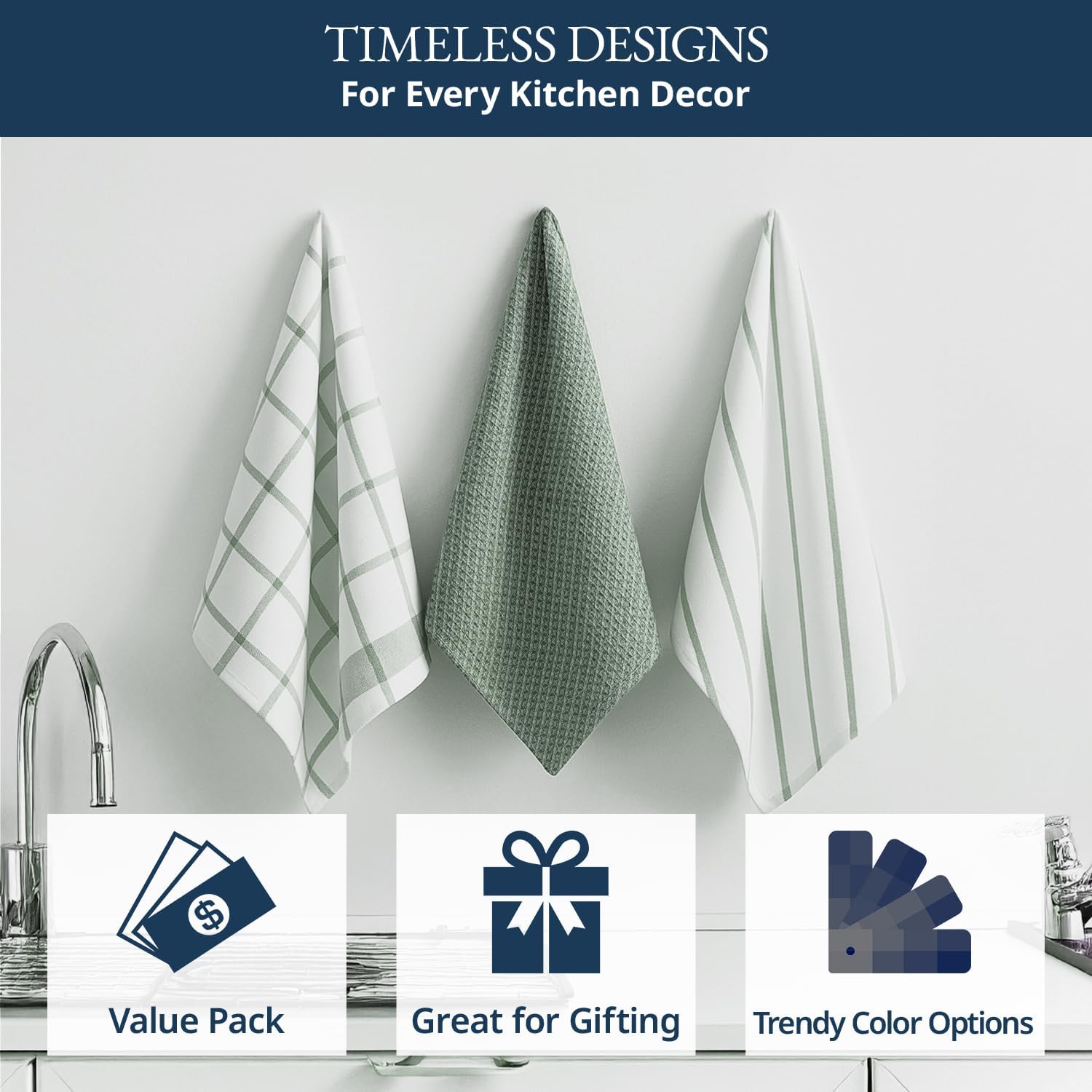 LANE LINEN Kitchen Towels Set - Pack of 12 Cotton Dish Towels for Drying Dishes, 18”x 28”, Premium Hand Towels, Tea