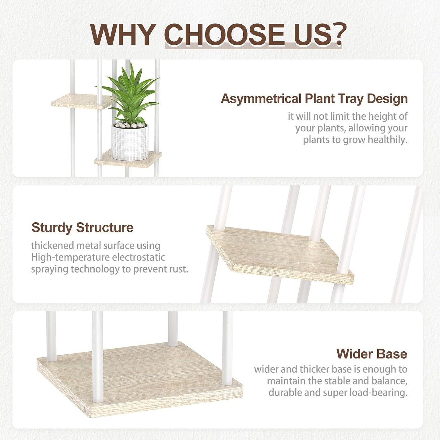 Oppro 6 Tier Tall Plant Stand Indoor, Large Metal Wood Muti Level Vertical Planter Shelf Orchid Holder for Narrow