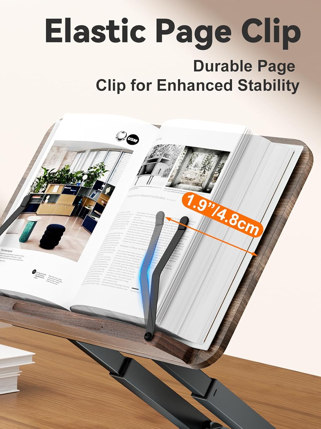 Tounee Book Stand, Telescopic Book Holder Stand, Adjustable Height Pull Out Design Ergonomic Cookbook Stand with