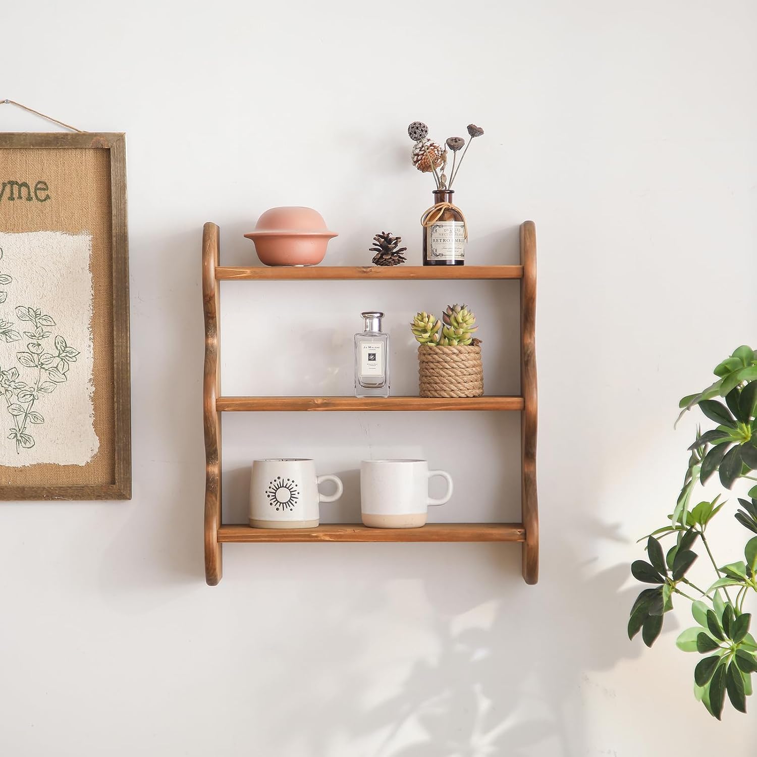 Rustic Floating Shelves Wall Mounted Storage Rack / Brown