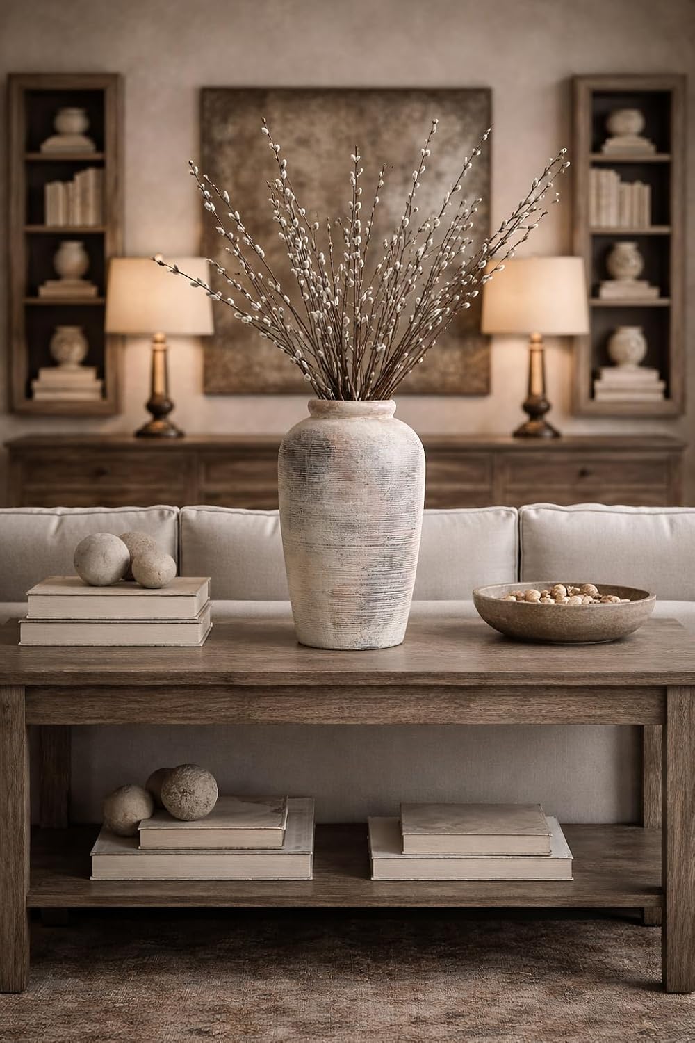 Large Ceramic Rustic Vase / Gray / 11 Inch / Set of 11