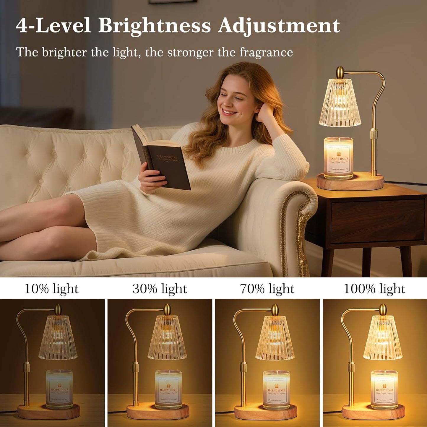 Imenlox Candle Warmer Lamp, with Timer and Dimmer, Adjustable Height, for Mom, Christmas Birthday Gifts for Women