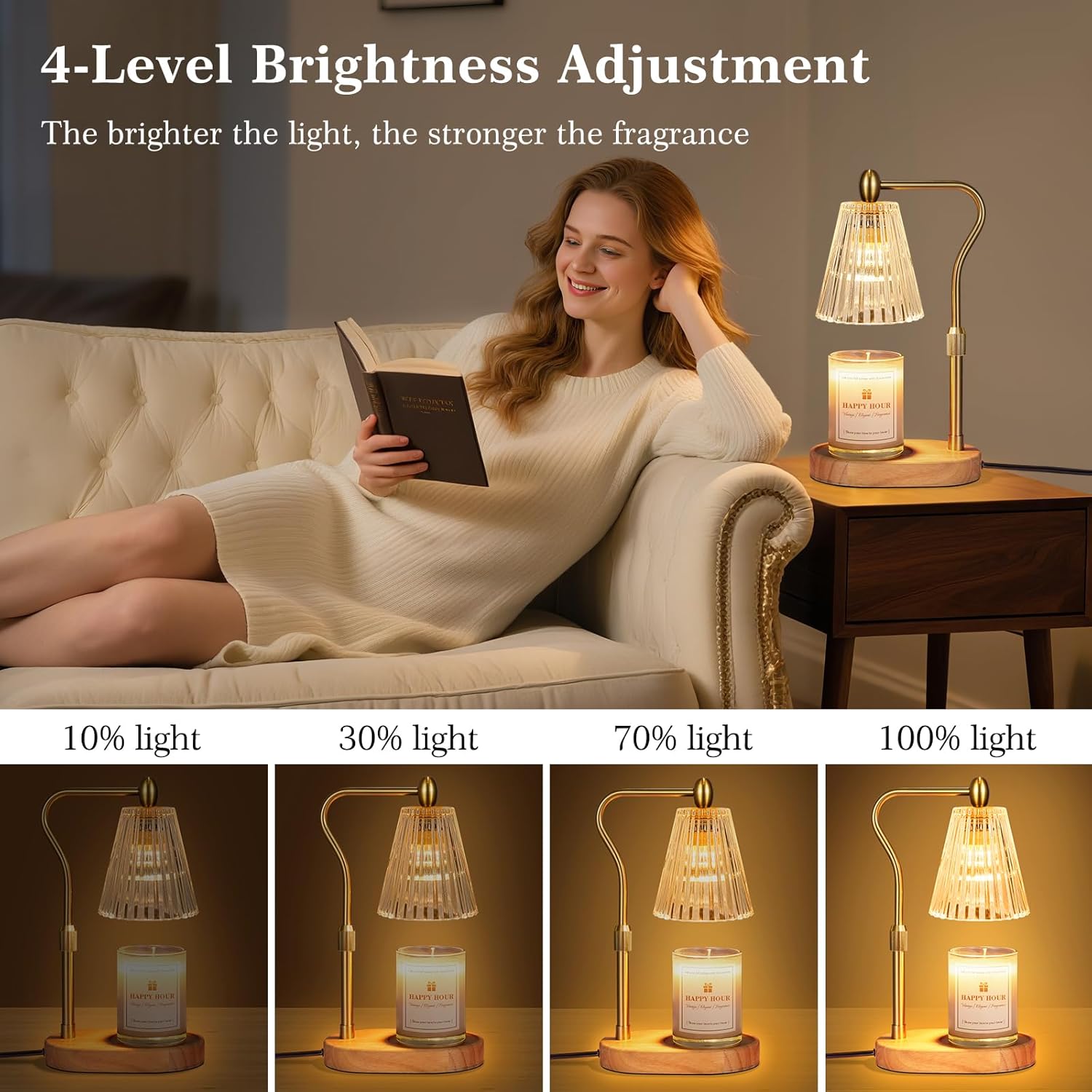 Imenlox Candle Warmer Lamp, with Timer and Dimmer, Adjustable Height, for Mom, Christmas Birthday Gifts for Women