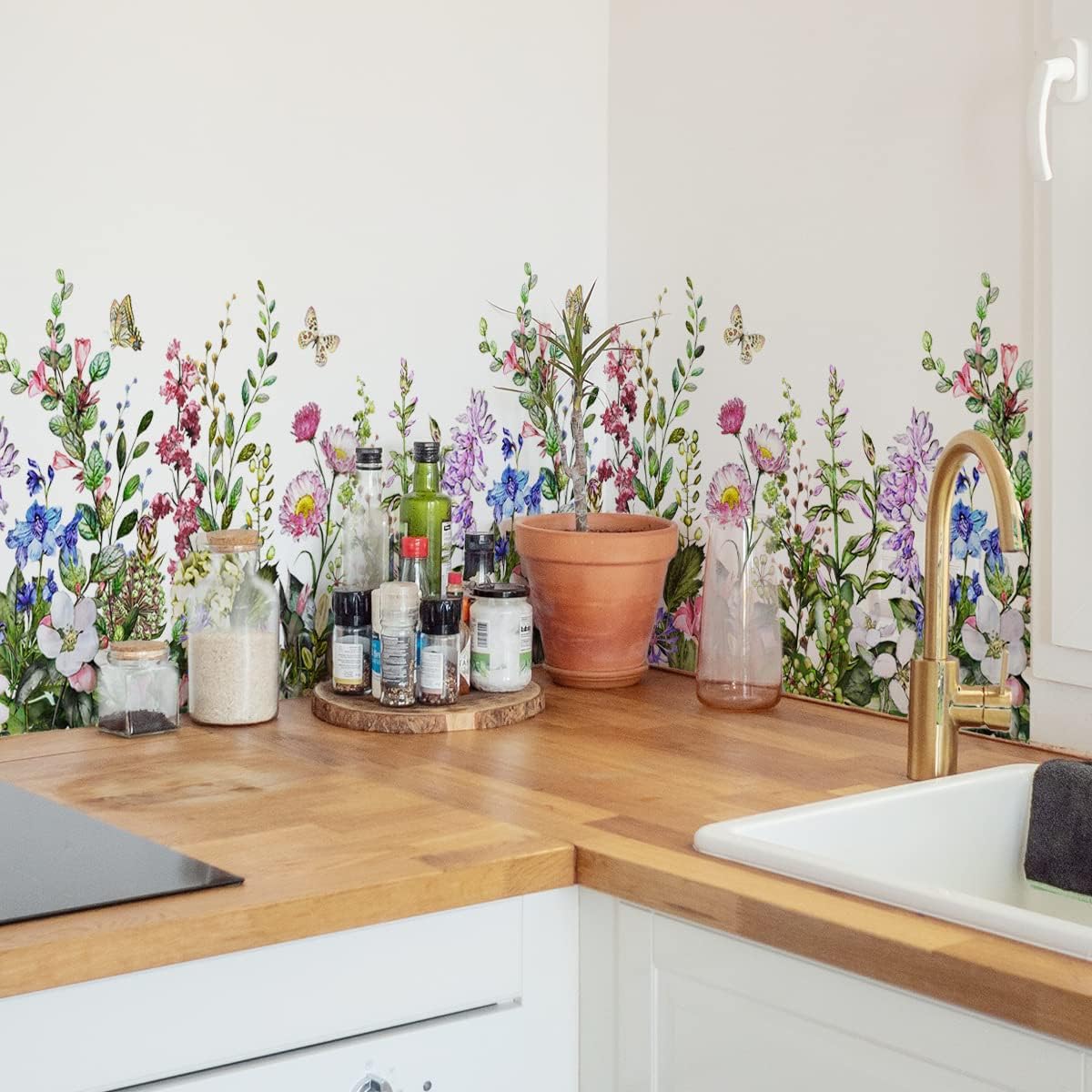 Big Wall Corner Stickers Flowers / Plant Grass