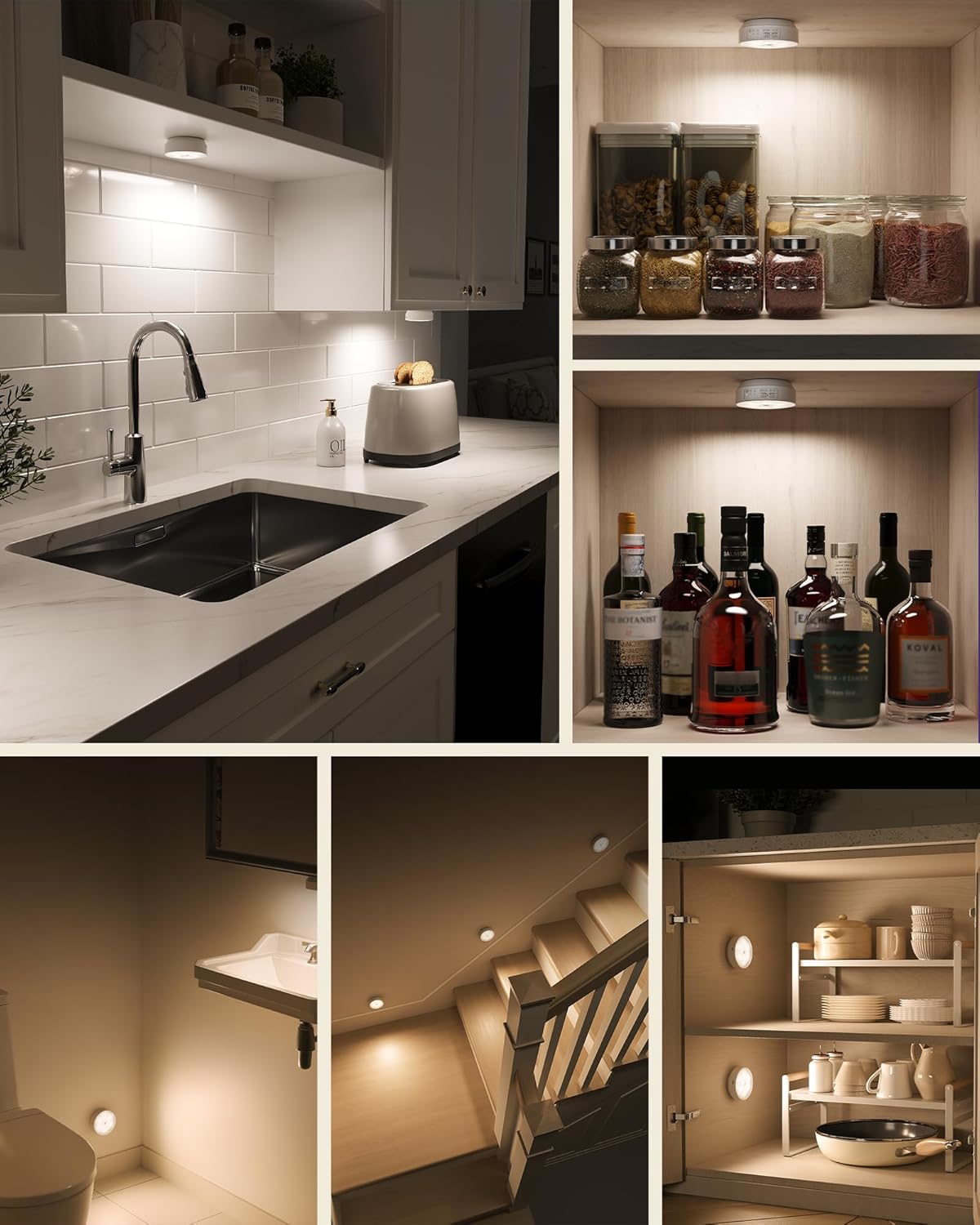 EZVALO 8 Pack Motion Sensor Closet Lights, 1200mAh Rechargeable Under Cabinet Lights, Night Lights, Puck Lights